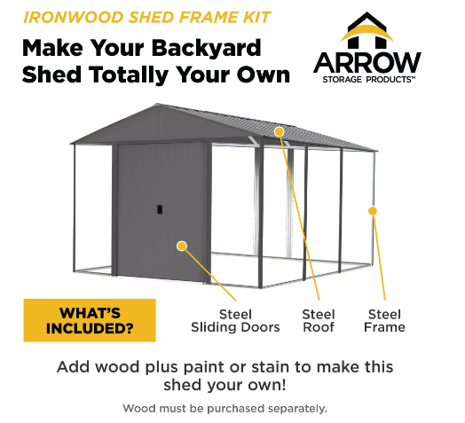 Shelter Logic Ironwood Shed Frame Kit, 8 ft. x 8 ft. Anthracite
