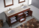 Eviva Elite Stamford 60" Teak Double Sink Bathroom Vanity w/ Double Ogee Edge Crema Marfil Top