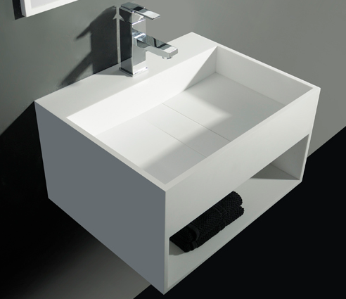 Ideavit SOLIDCUBE  Wall Mounted Or Counter Vanity With Shelf Below Basin, White