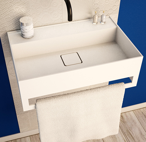Ideavit Solid Bliss-TB Wall Mount Floating Bathroom Sink, White