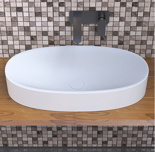 Ideavit  SolidCLIFF Oval Shape Counter Vessel, Bathroom Sink, White