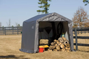 Shelter Logic 10×10×8 Peak Style Storage Shed, 1-3/8" Frame, Grey Cover