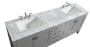 Eviva Aberdeen 84" Gray Transitional Double Sink Bathroom Vanity w/ White Carrara Top