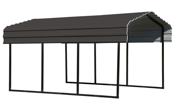 Steel Carport 10 x 15 x 7 ft. Galvanized Black/Charcoal