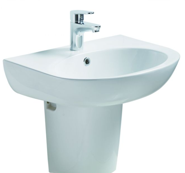 EAGO USA EAGO BD385 White Ceramic 21" Wall Mounted Semi Pedestal Bathroom Sink