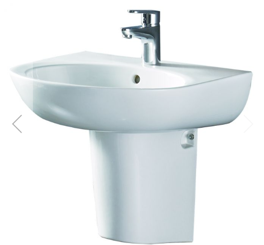 EAGO USA EAGO BD379 White Ceramic 22" Wall Mounted Semi Pedestal Bathroom Sink