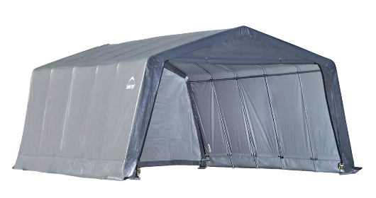 Shelter Logic 12×20×8 Peak Style Shelter, 1-3/8" 6-Rib Frame, Grey Cover