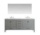 Eviva Aberdeen 84" Gray Transitional Double Sink Bathroom Vanity w/ White Carrara Top