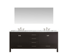 Eviva Aberdeen 84" Espresso Transitional Double Sink Bathroom Vanity w/ White Carrara Top
