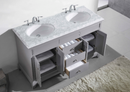 Eviva Elite Stamford 60" Gray Double Sink Bathroom Vanity w/ Double Ogee Edge White Carrara Top