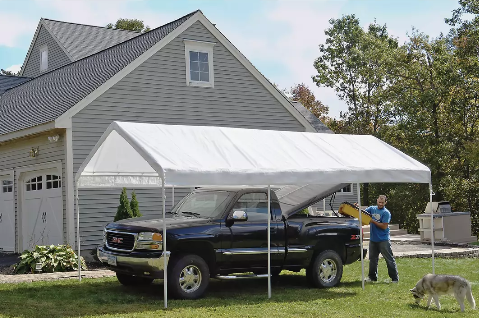 Shelter Logic 10'×20' Canopy, 2" 8-Leg Frame, White Cover