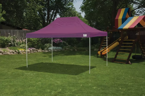 Shelter Logic 10x15 ST Pop-up Canopy, Purple Cover, Black Roller Bag