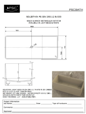 Ideavit Solidthin Free Standing Bathtub 63 " x 28 " x 22 " inch-Light Beige
