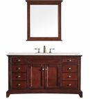 Eviva Elite Stamford 60" Teak Single Sink Bathroom Vanity w/ Double Ogee Edge Crema Marfil Top