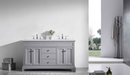 Eviva Elite Stamford 72" Gray Double Sink Bathroom Vanity w/ Double Ogee Edge White Carrara Top
