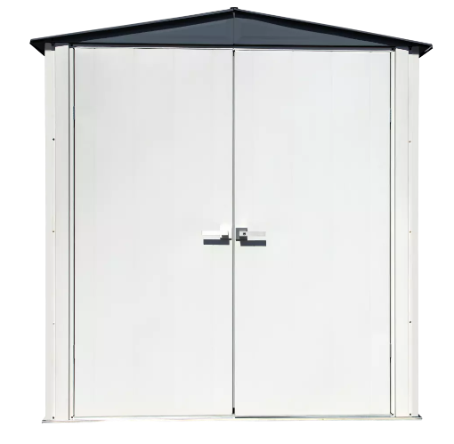 Shelter Logic Spacemaker Patio Steel Storage Shed, 6 ft. x 3 ft. Flute Gray and Anthracite