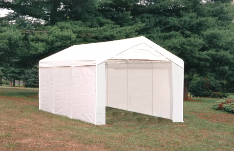 Shelter Logic 10'×20' Canopy, 1-3/8" 8-Leg Frame, White Cover, Enclosure & Extension Kits