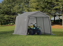 Shelter Logic 10×10×8 Peak Style Storage Shed, 1-3/8" Frame, Grey Cover
