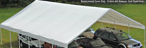 Shelter Logic 30x30 Canopy White Replacement Cover for 2-3/8" Frame; FR Rated