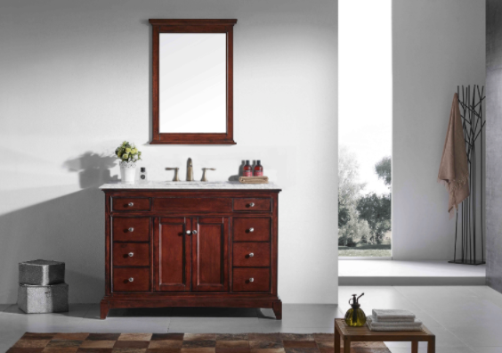 Eviva Elite Princeton 48" Teak Bathroom Vanity w/ Double Ogee Edge Crema Marfil Top