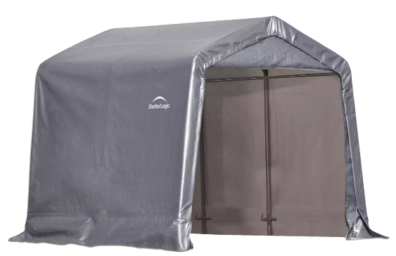 Shelter Logic  8×8×8 Peak Style Storage Shed, 1-3/8" Frame, Grey Cover