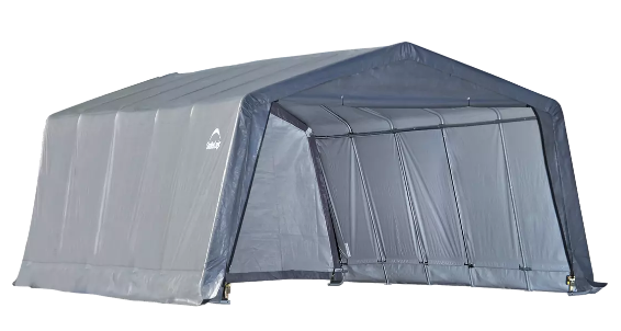 Shelter Logic  12×20×8 Peak Style Shelter, 1-3/8" 6-Rib Frame, Grey Cover