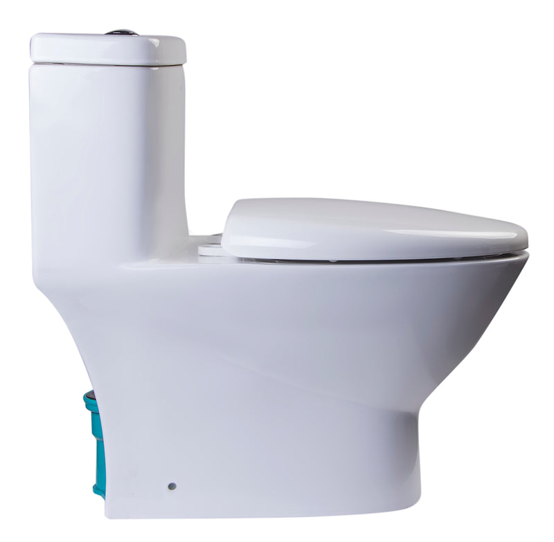 EAGO USA EAGO TB346 Elongated One Piece Dual High Efficiency Low Flush White Toilet