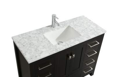 Eviva London 36" x 18" Espresso Transitional Bathroom Vanity w/ White Carrara Top