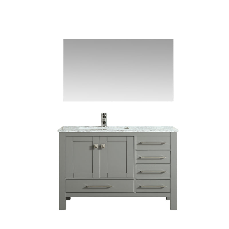 Eviva London 38" x 18" Gray Transitional Bathroom Vanity w/ White Carrara Top