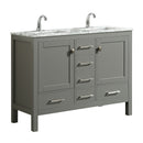 Eviva London 48" x 18" Gray Transitional Double Sink Bathroom Vanity w/ White Carrara Top