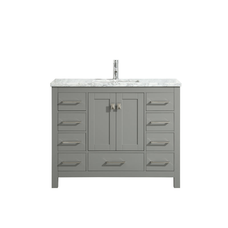 Eviva Hampton 36" x 18" Gray Transitional Bathroom Vanity w/ White Carrara Top