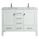 Eviva London 48" x 18" White Transitional Double Sink Bathroom Vanity w/ White Carrara Top