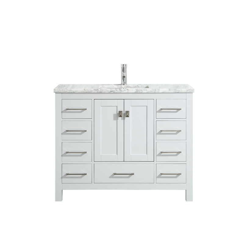 Eviva Hampton 36" x 18" White Transitional Bathroom Vanity w/ White Carrara Top