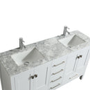 Eviva London 60" x 18" White Transitional Double Sink Bathroom Vanity w/ White Carrara Top