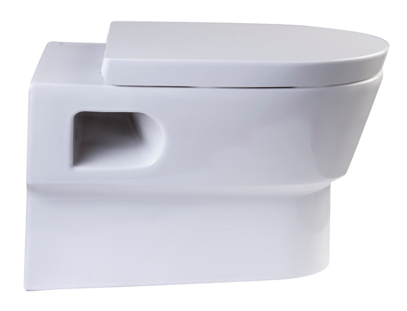 EAGO USA EAGO WD332 Modern Wall Mounted Dual Flush White Ceramic Toilet Bowl