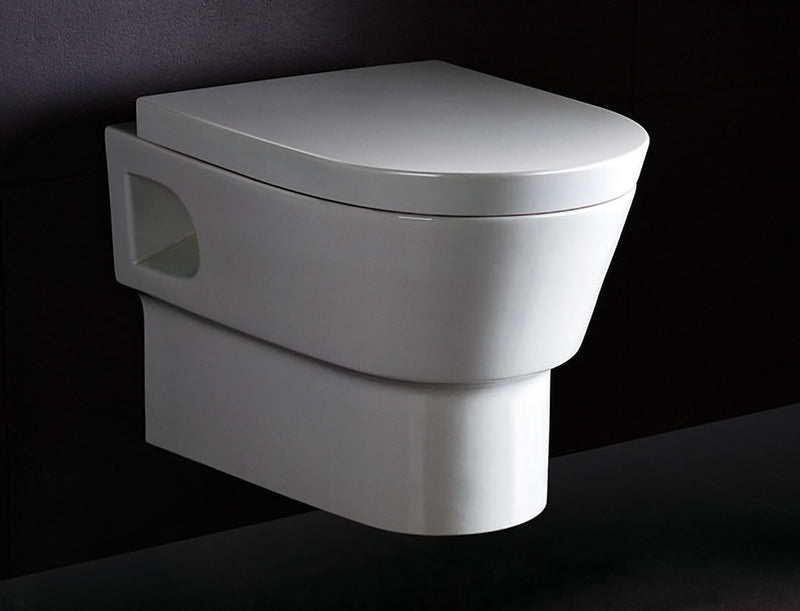 EAGO USA EAGO WD332 Modern Wall Mounted Dual Flush White Ceramic Toilet Bowl