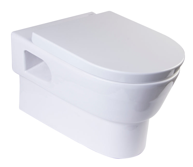 EAGO USA EAGO WD332 Modern Wall Mounted Dual Flush White Ceramic Toilet Bowl