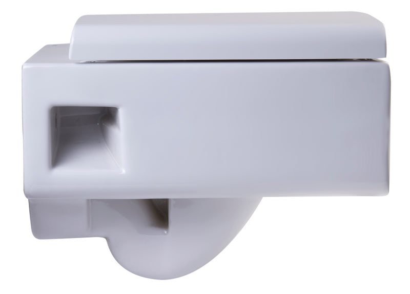 EAGO USA EAGO WD333 Square Modern Wall Mounted Dual Flush White Ceramic Toilet Bowl