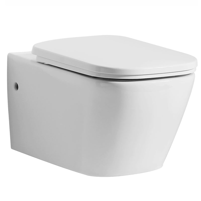 EAGO USA EAGO WD390 White Modern Ceramic Wall Mounted Toilet Bowl