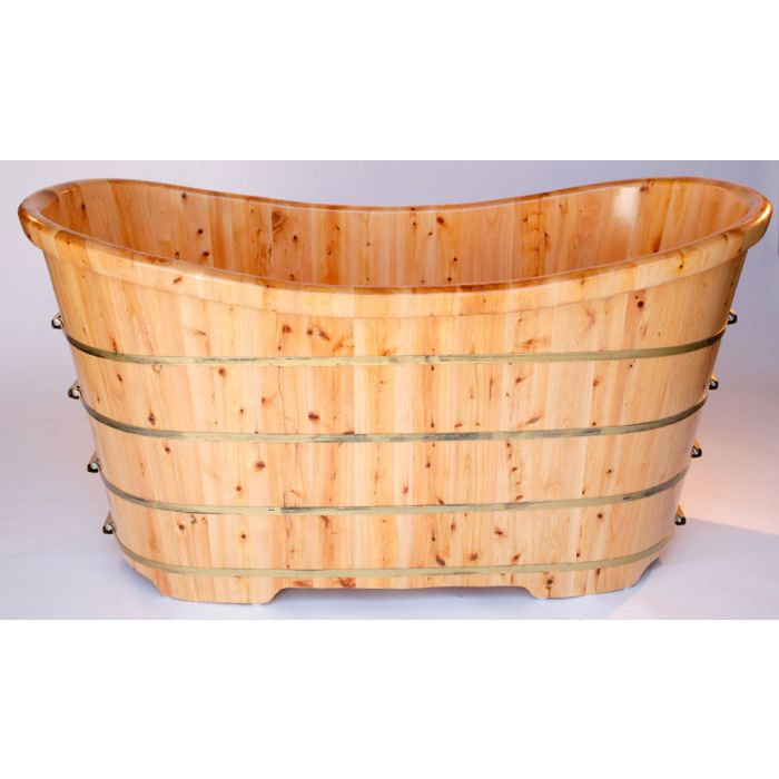 ALFI brand AB1105 63" Free Standing Cedar Wooden Bathtub