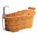 ALFI brand AB1139 61" Free Standing Cedar Wooden Bathtub  with Fixtures & Headrest