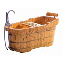 ALFI brand AB1139 61" Free Standing Cedar Wooden Bathtub  with Fixtures & Headrest