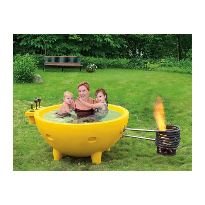 ALFI brand Orange FireHotTub The Round Fire Burning Portable Outdoor Hot Bath Tub