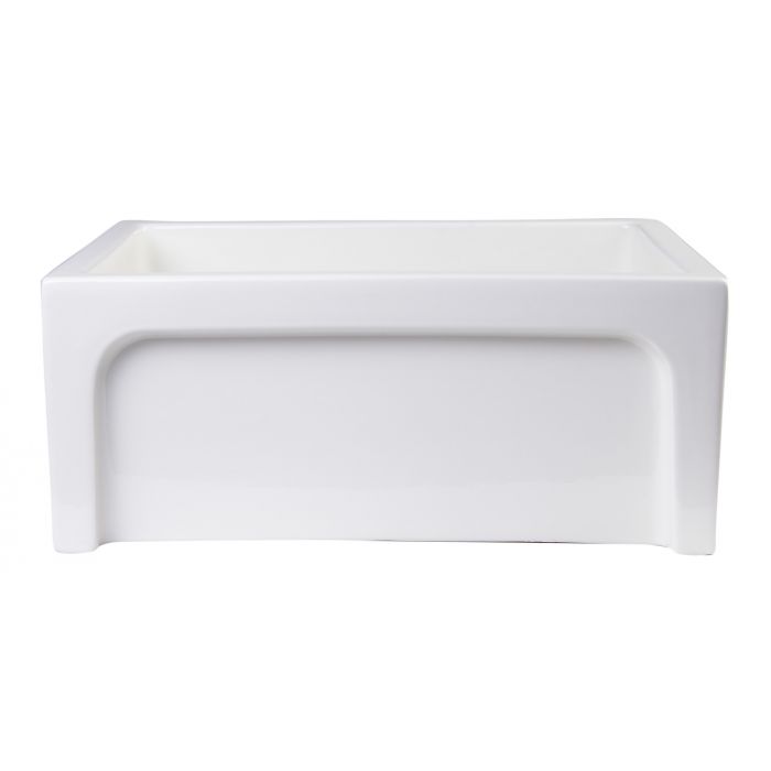 ALFI brand AB2418ARCH-B  24" Biscuit Arched Apron Thick Wall Fireclay Single Bowl Farm Sink