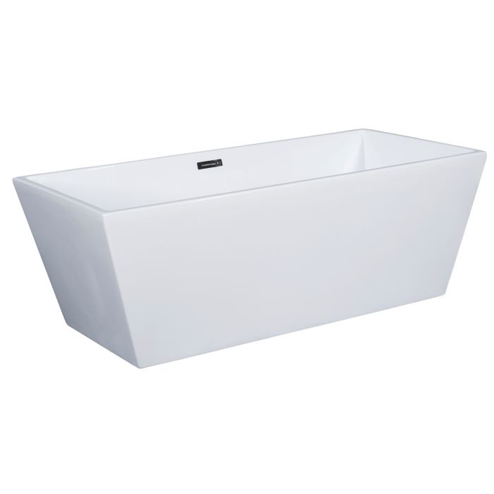 ALFI brand AB8833 59 inch White Rectangular Acrylic Free Standing Soaking Bathtub