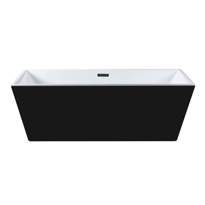 ALFI brand AB8834 59 inch Black & White Rectangular Acrylic Free Standing Soaking Bathtub