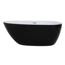 ALFI brand AB8862 59 inch Black & White Oval Acrylic Free Standing Soaking Bathtub
