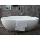 ALFI brand AB9941 67" White Oval Solid Surface Smooth Resin Soaking Bathtub
