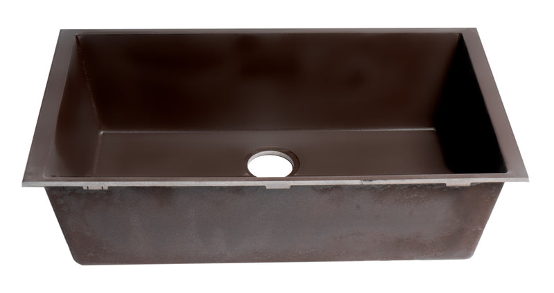 ALFI brand AB3322UM-C Chocolate 33" Single Bowl Undermount Granite Composite Kitchen Sink