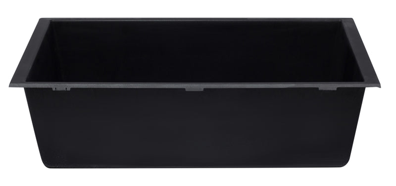 ALFI brand AB3322UM-BLA Black 33" Single Bowl Undermount Granite Composite Kitchen Sink